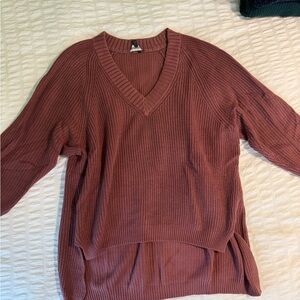 EXPRESS V-Neck Ribbed Sweater - Mauve - size M